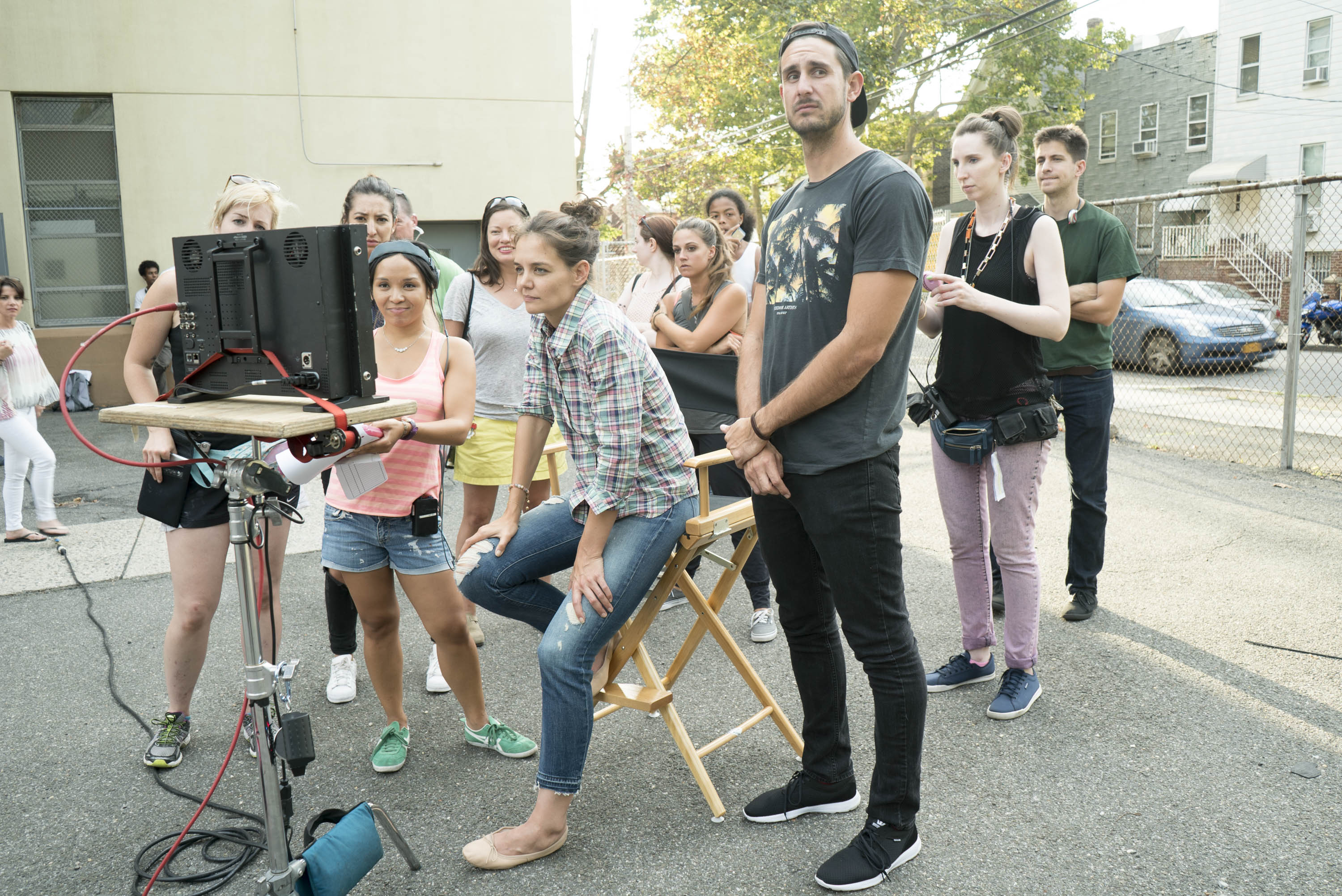 Katie Holmes and crew on the set of 'All We Had' katie holmes on set