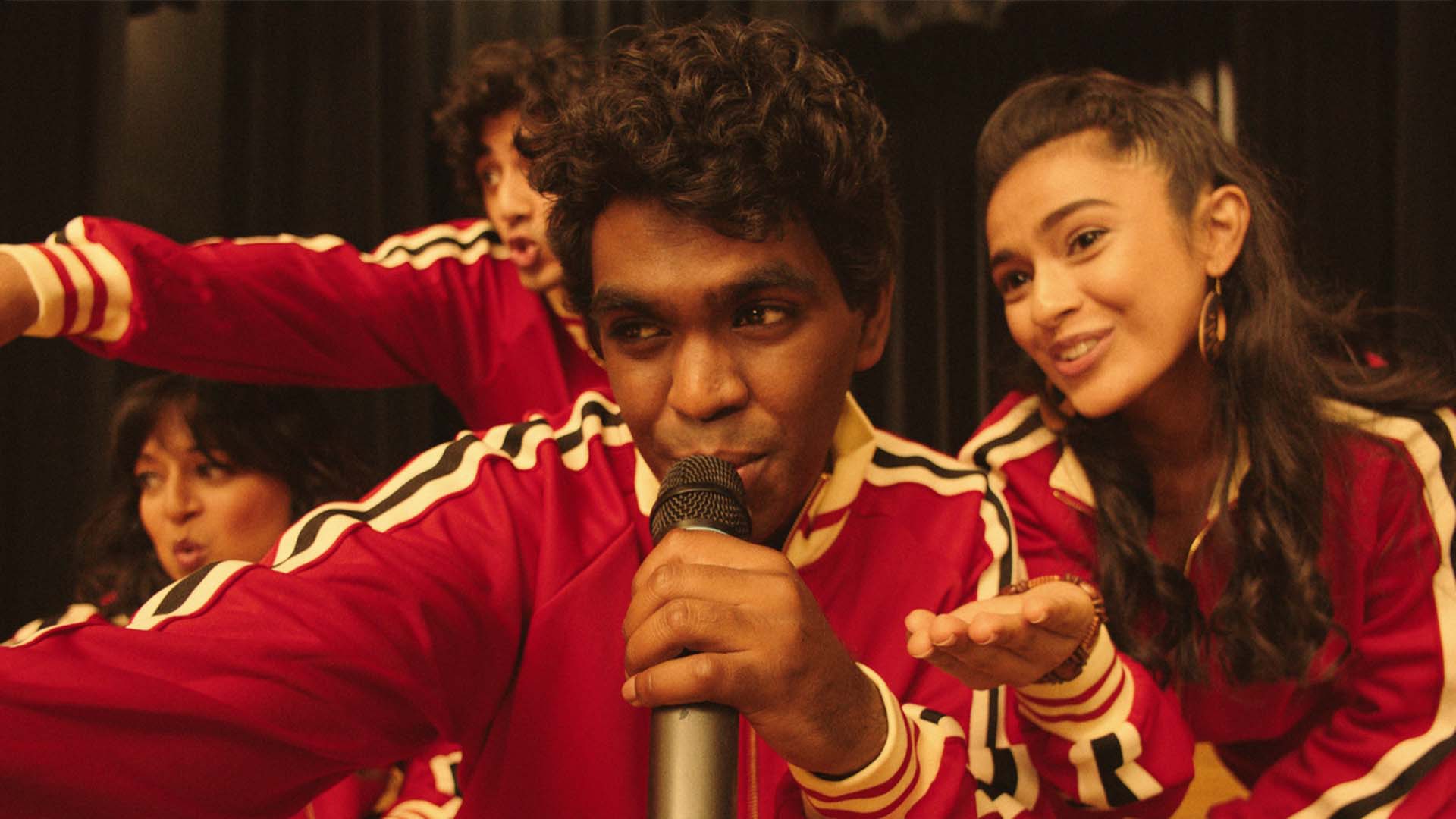 Venk Potula (center) in 'Four Samosas' four samosas