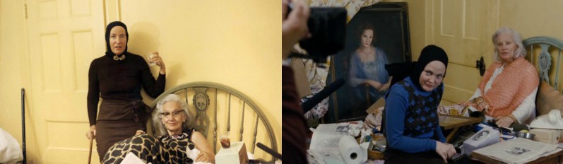 Little Edie and Big Edie Beale in 'Grey Gardens' (L), Drew Barrymore and Jessica Lange in 'Grey Gardens' (R) grey gardens