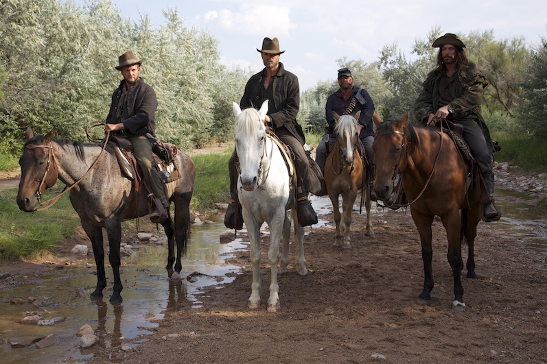 (L-R) Marty Lindsey, Chad Michael Murray, Keith Loneker, and Nathan Russell in 'Outlaws and Angels' (photo courtesy of Momentum Pictures) outlaws and angels