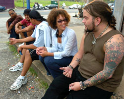 Stephanie Allain and Josey Scott on set of 'Hustle and Flow' stephanie allain josey scott